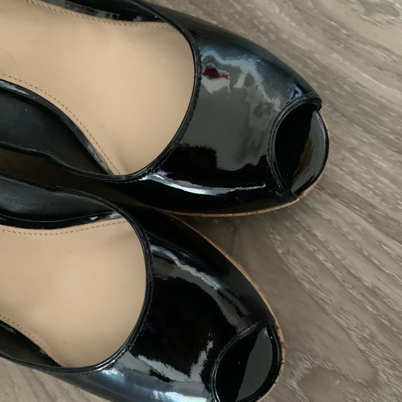 Black Via Spiga Cork Wedges - Picture 5 of 7